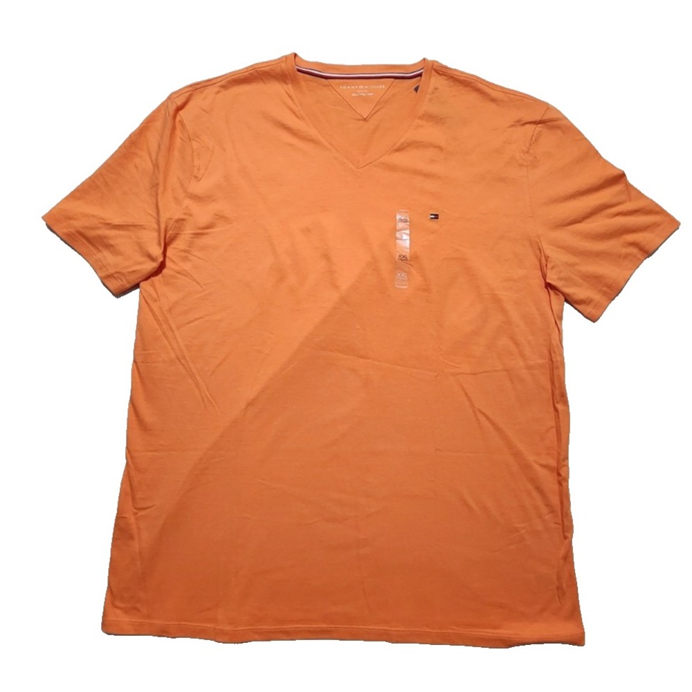 Tommy Hilfiger Men's V-neck‎ T-Shirt Short Sleeve Flag Logo Size XXL New